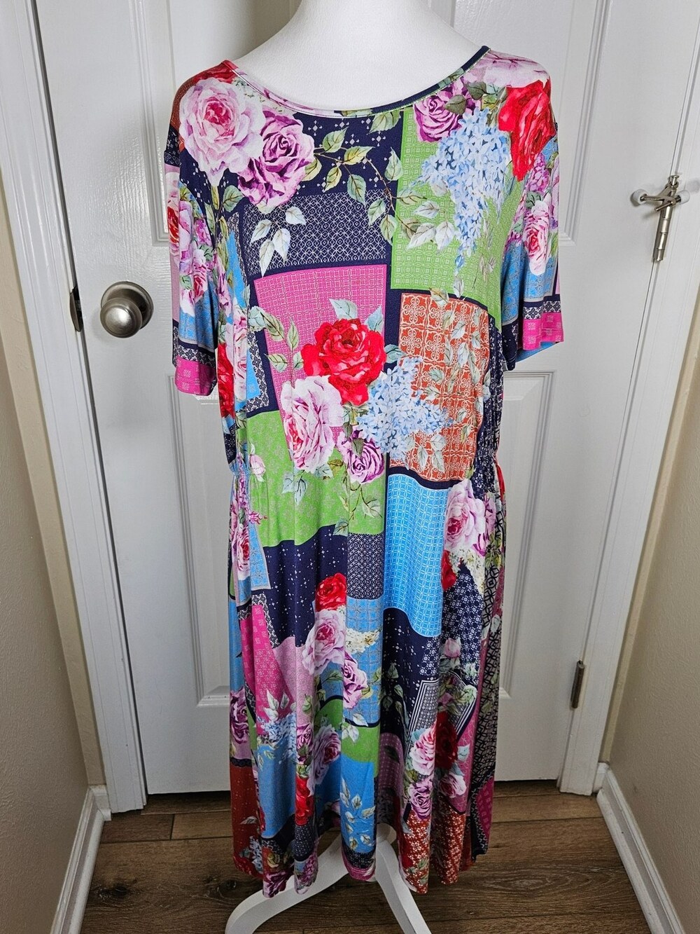 Johnny Was Floral Patchwork Dress Short Sleeve Women Sz Medium Boho Artsy